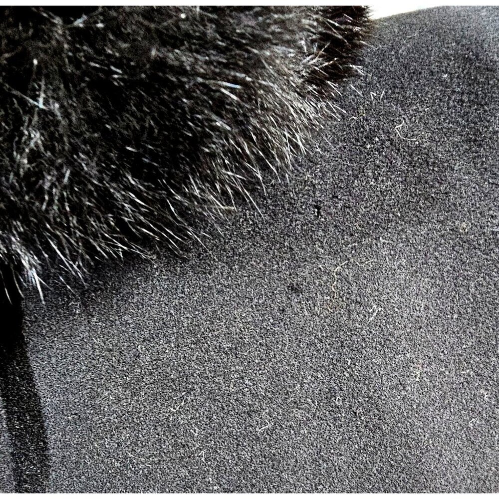 Forecaster Of Boston Women's Black Lambswool Long Coat With Fur Trim Size 6 235 - Picture 7 of 16